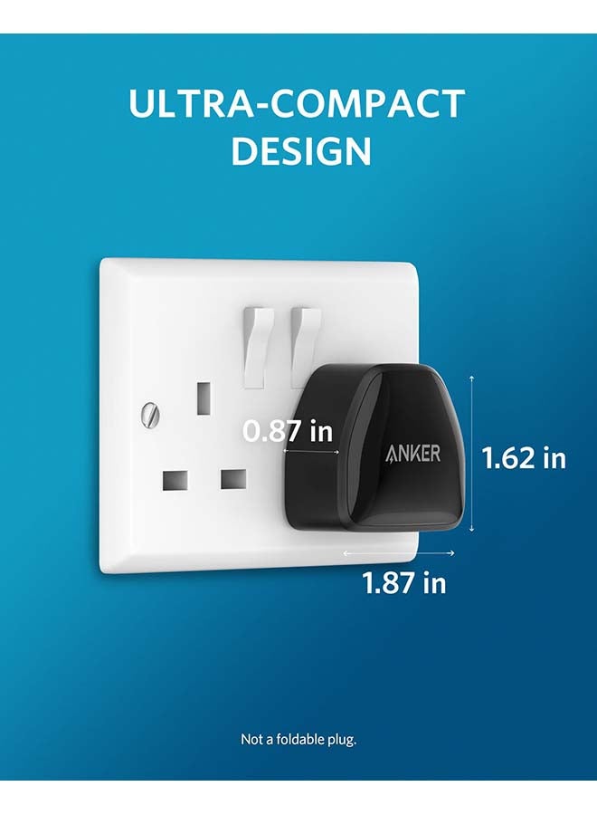 Anker - Nano iPhone Charger, 20W PIQ 3.0 Durable Compact Fast Charger, PowerPort III USB-C Charger for iPhone 16/16 Pro/16 Plus /16 Pro Max, 15/14/13 Series, Galaxy, iPad (Cable Not Included) Black - Image 1