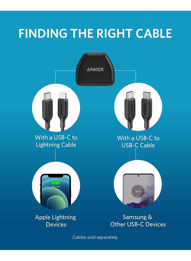 Anker - Nano iPhone Charger, 20W PIQ 3.0 Durable Compact Fast Charger, PowerPort III USB-C Charger for iPhone 16/16 Pro/16 Plus /16 Pro Max, 15/14/13 Series, Galaxy, iPad (Cable Not Included) Black - Image 1