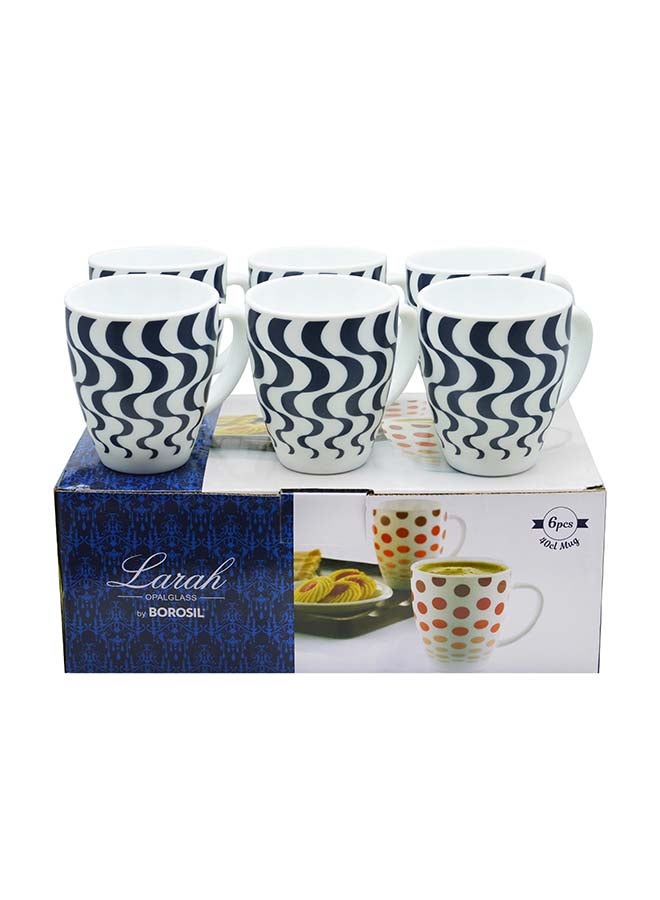 BOROSIL 6-Piece Mug Set White/Blue 400ml  - Image 1