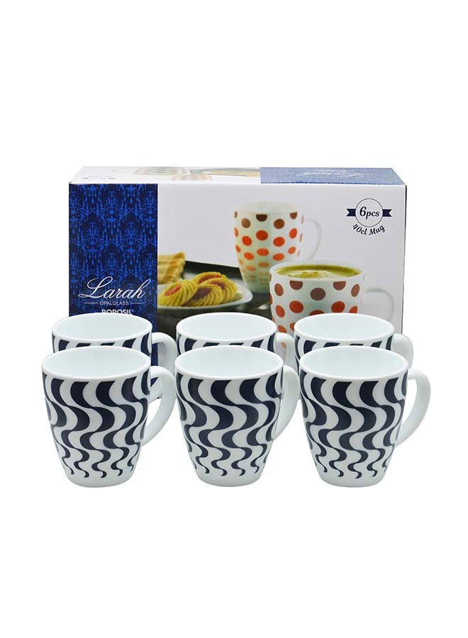 BOROSIL 6-Piece Mug Set White/Blue 400ml  - Image 3