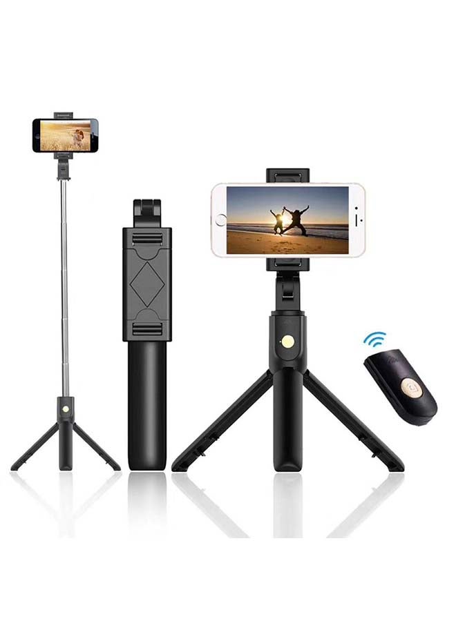 DUDAO - 5-Section Extendable Mini Selfie Stick/Tripod Stand With Remote Black - Image 1