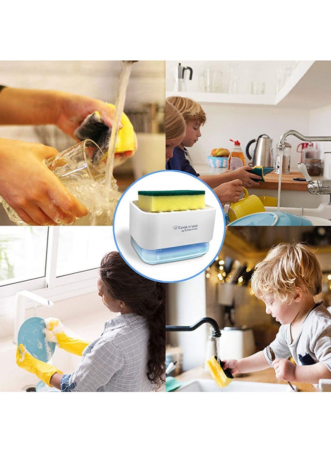 Click N Pick Soap Dispenser with Sponge Holder For Kitchen White - Image 5