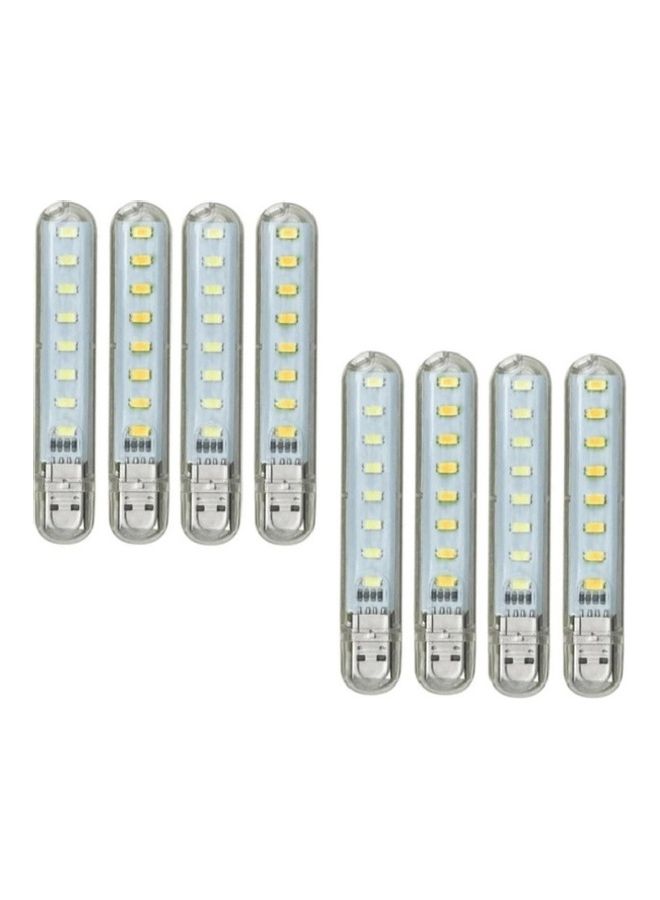 8 مصابيح LED ساطعة بمنفذ USB من 8 قطع أبيض  - Image 1
