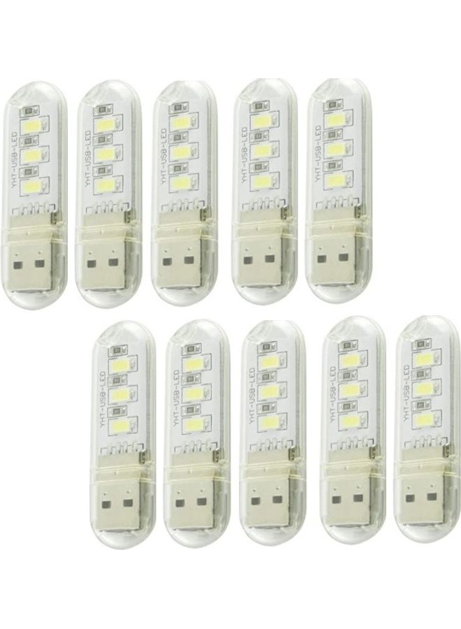 10-Piece Mini Bright 3 LED USB Light White - Image 1