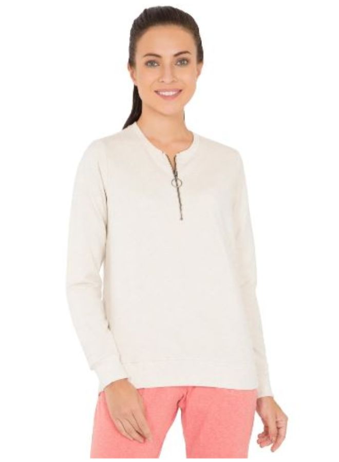 JOCKEY Front Zip Sweatshirt Beige - Image 1