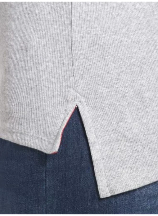 جوكي تيشيرت بأكمام طويلة ورقبة بتصميم هينلي خليط رمادي