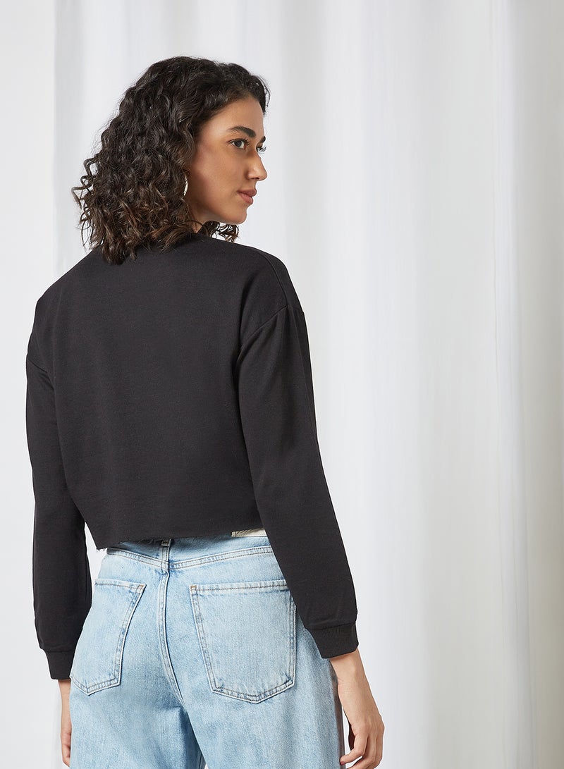 trendyol - Cropped Sweatshirt Black - Image 1