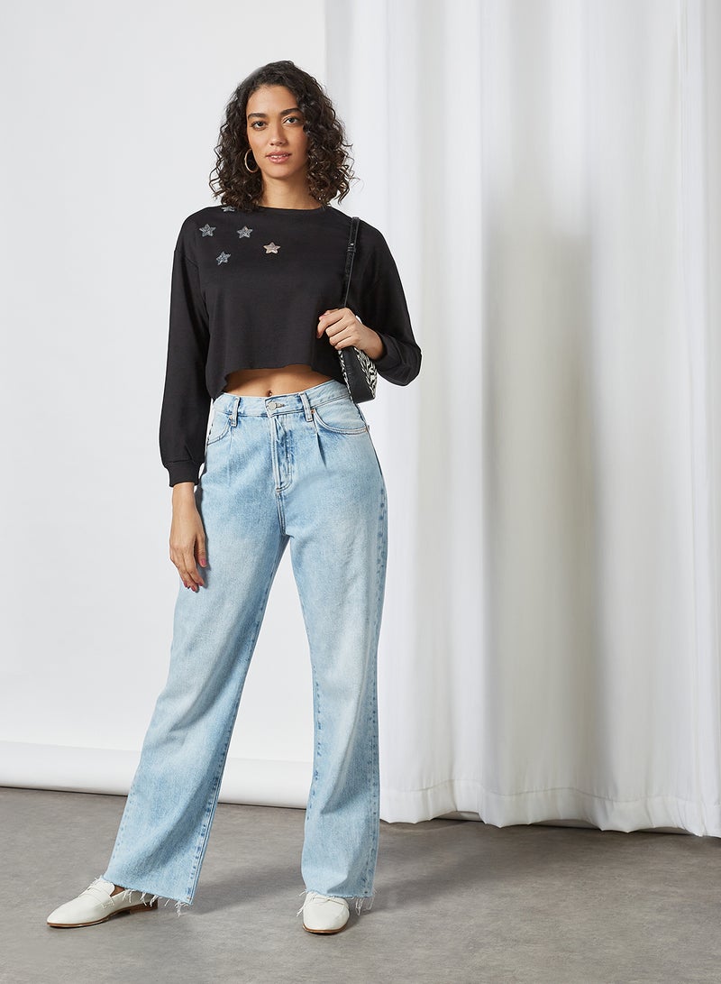 trendyol - Cropped Sweatshirt Black - Image 1