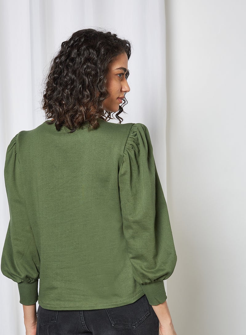 trendyol - Puffed Sleeve Top Khaki - Image 1