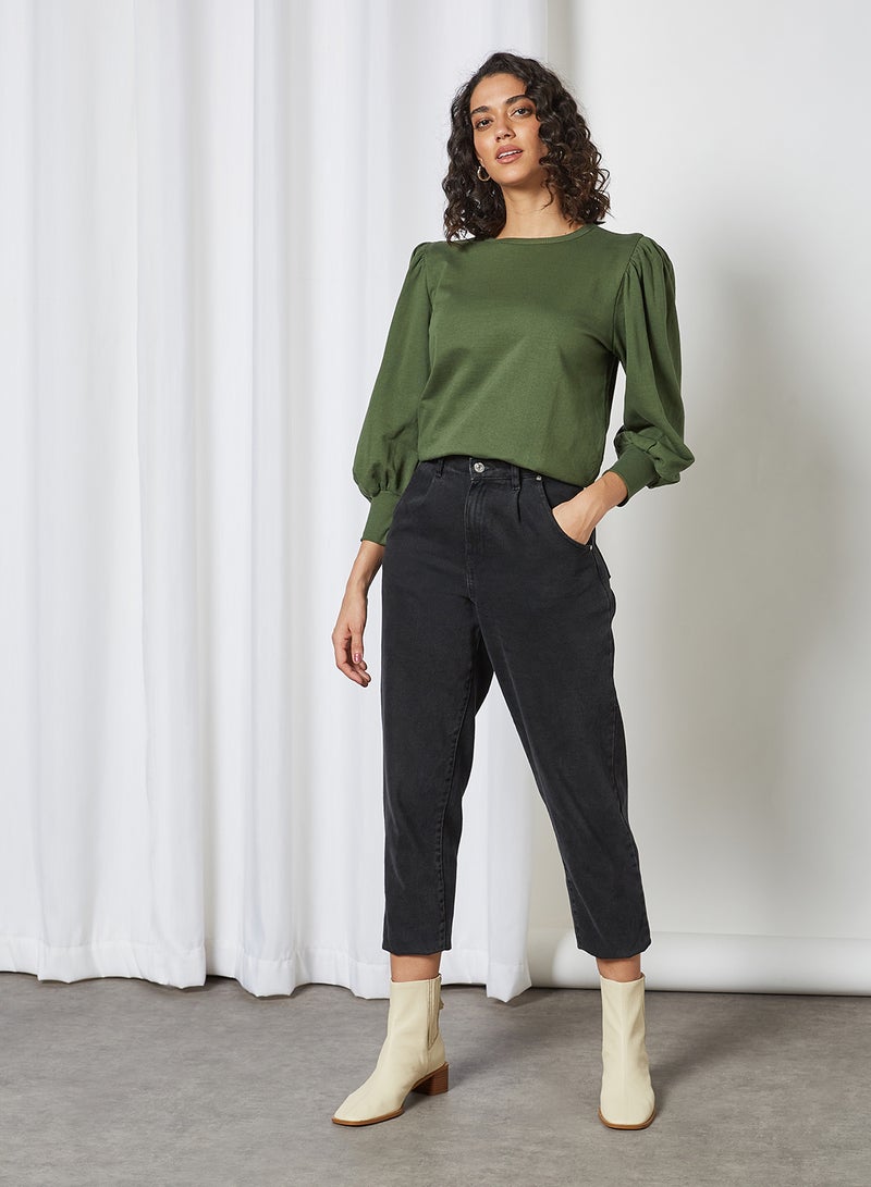 trendyol - Puffed Sleeve Top Khaki - Image 1