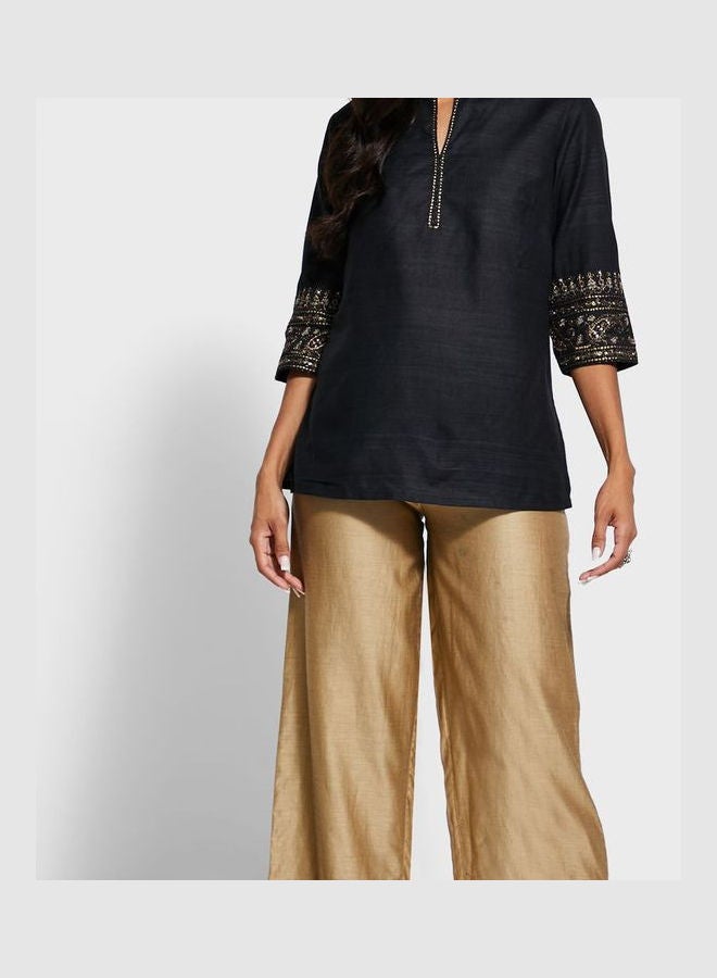 Fabindia - Notch Neck Short Tunic Black - Image 1