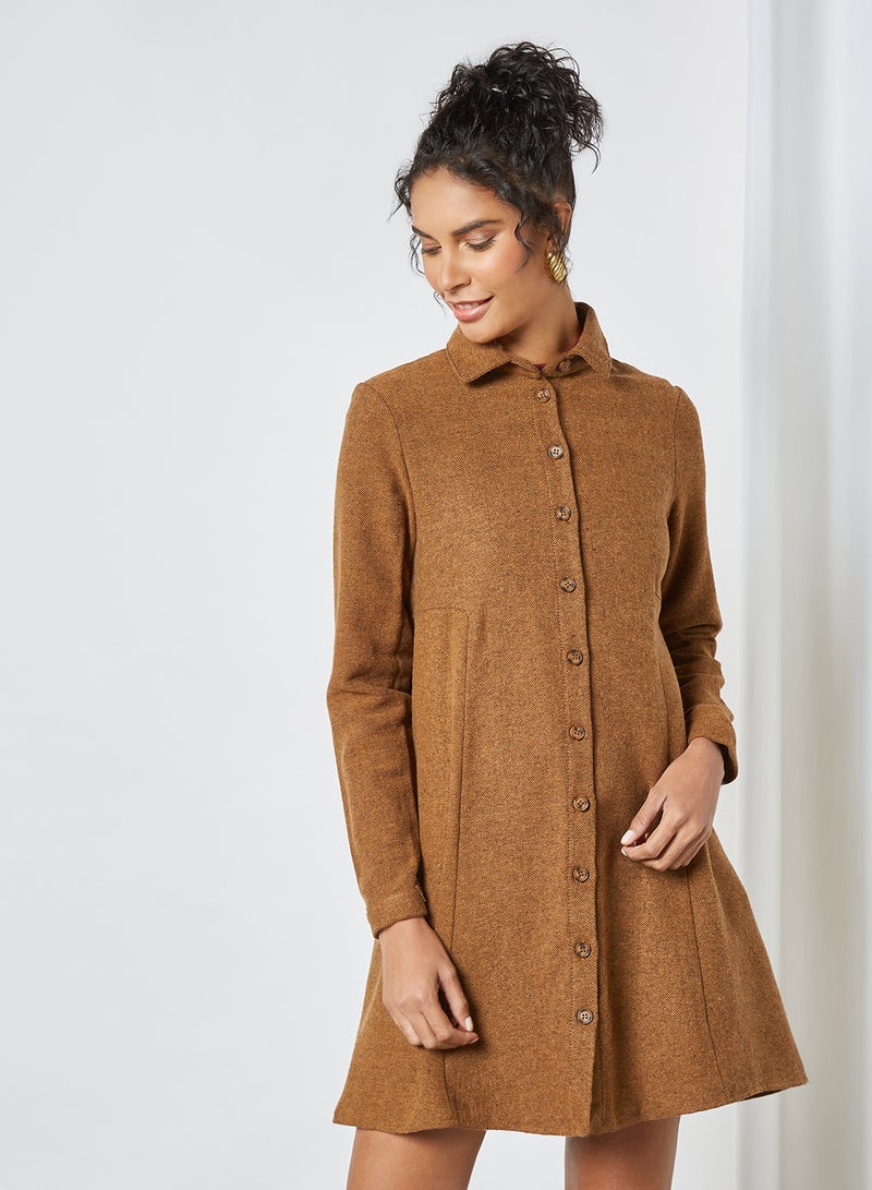 trendyol - Mini Shirt Dress Camel - Image 1