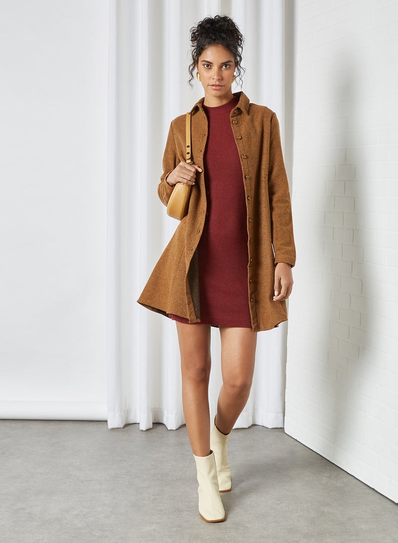 trendyol - Mini Shirt Dress Camel - Image 1