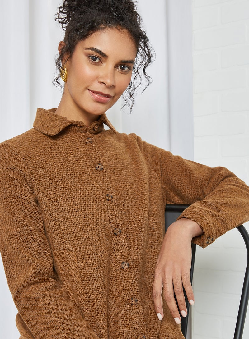trendyol - Mini Shirt Dress Camel - Image 1