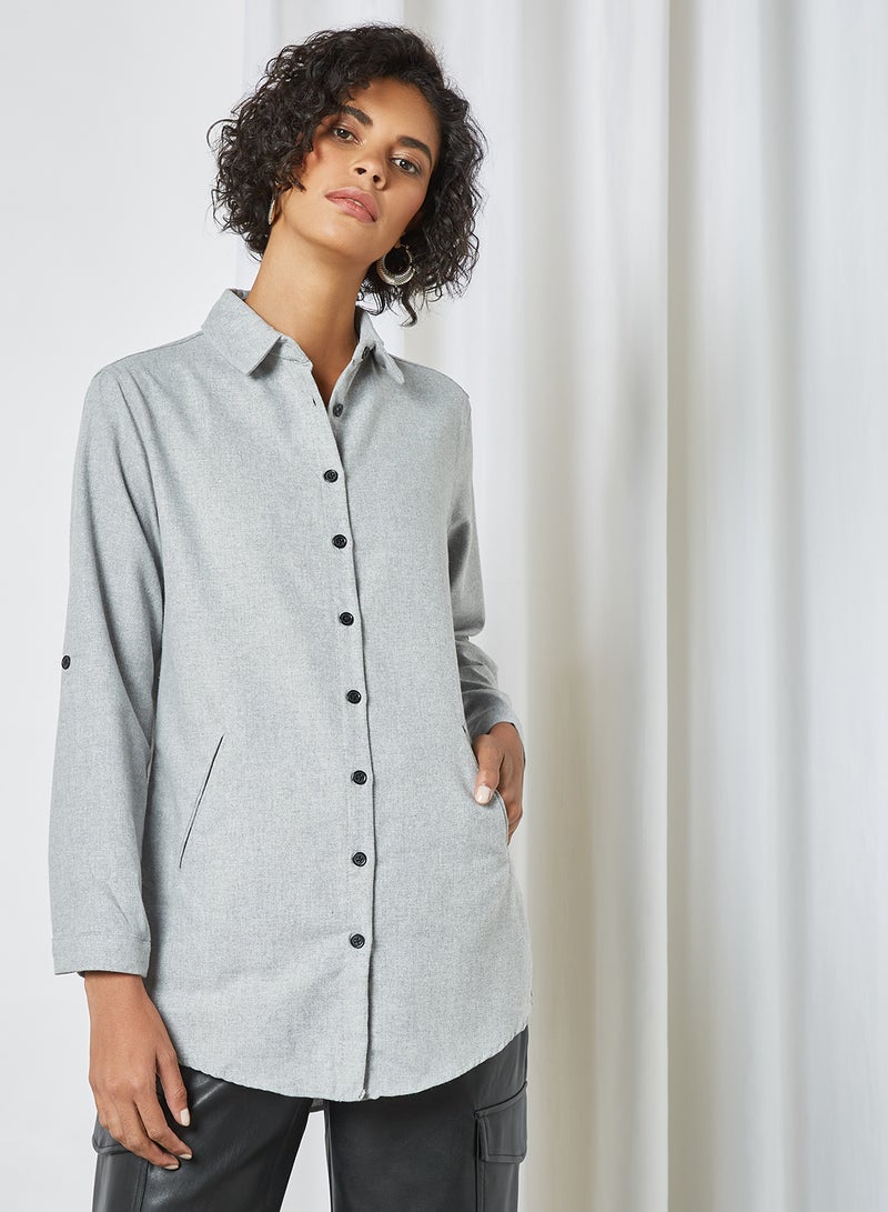 trendyol Slip-In Pocket Shirt Grey - Image 1