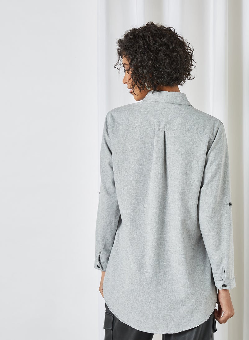 trendyol Slip-In Pocket Shirt Grey - Image 2
