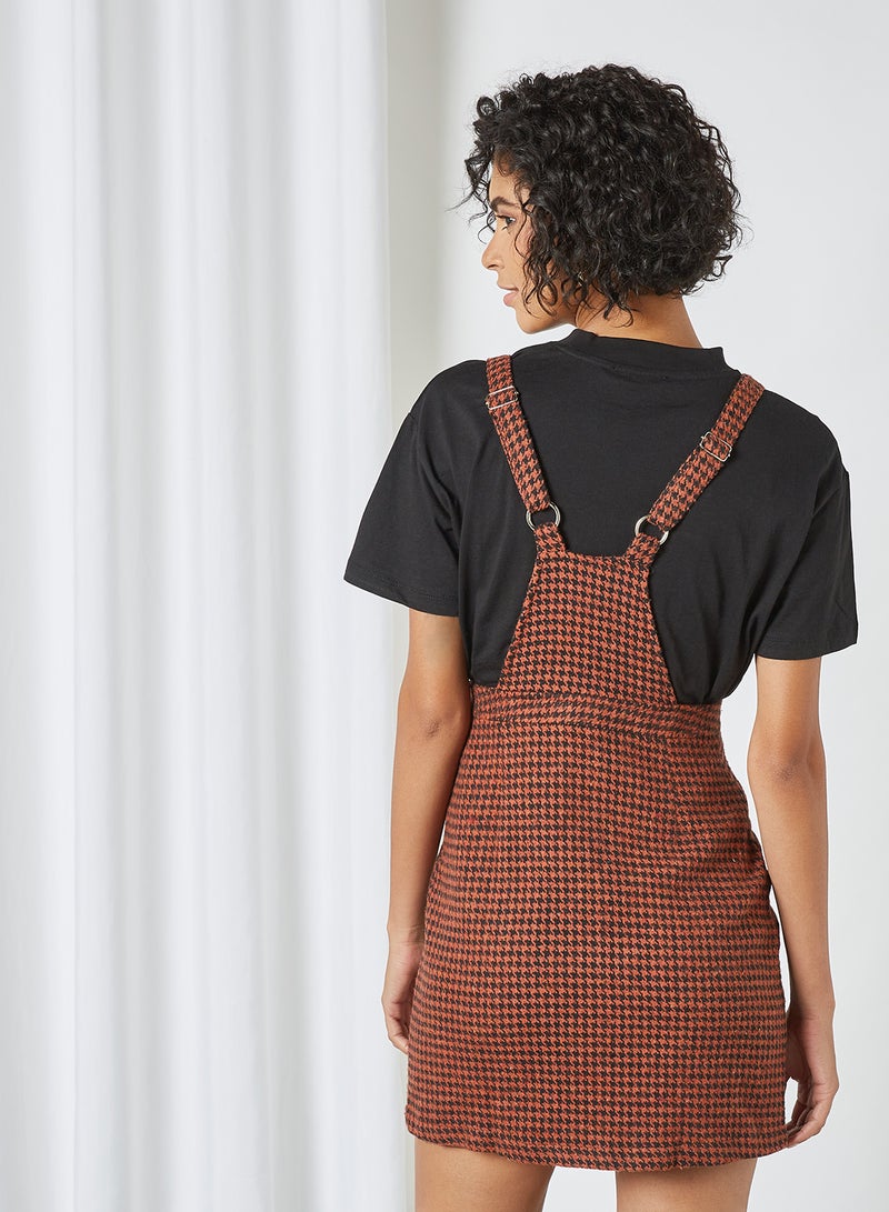 trendyol Checked Pinafore Dress Brick  - Image 2