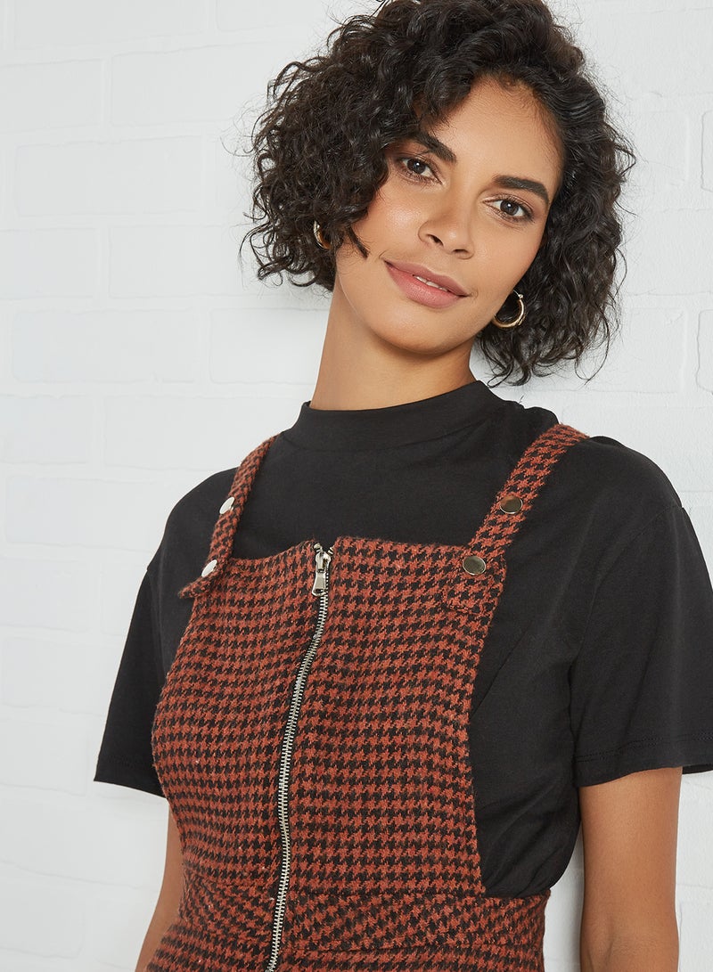 trendyol Checked Pinafore Dress Brick  - Image 4