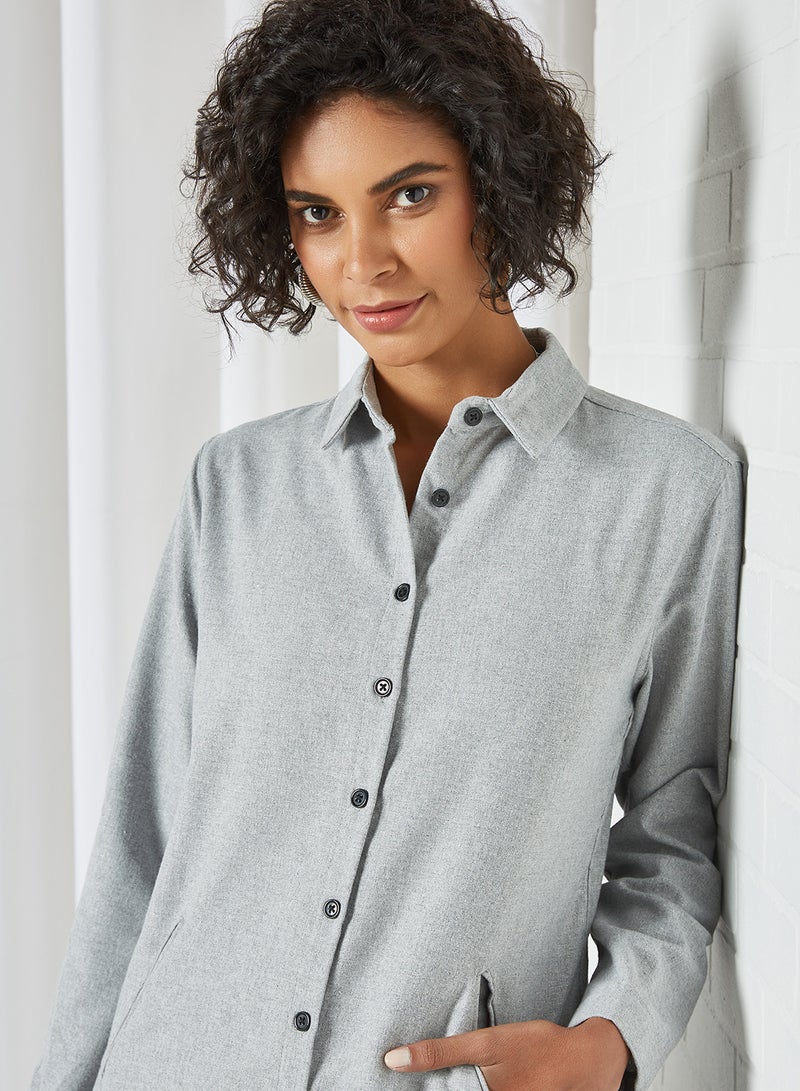 trendyol Slip-In Pocket Shirt Grey - Image 4