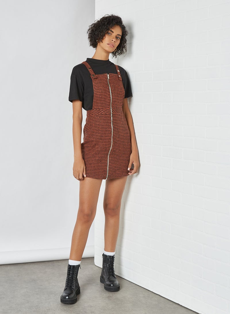 trendyol Checked Pinafore Dress Brick  - Image 3