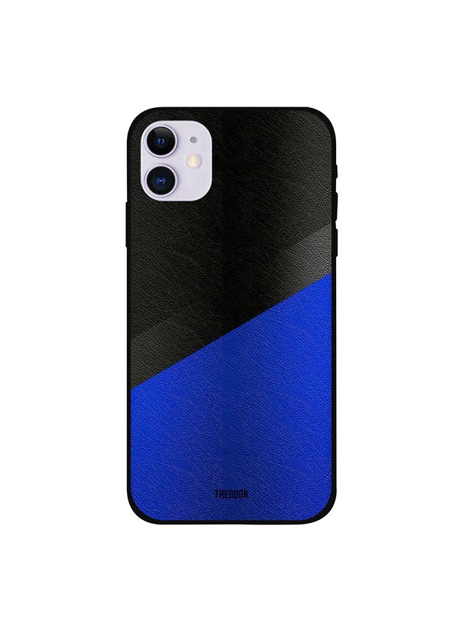 Theodor Protective Case Cover For Apple iPhone 12 Blue And Black Leather