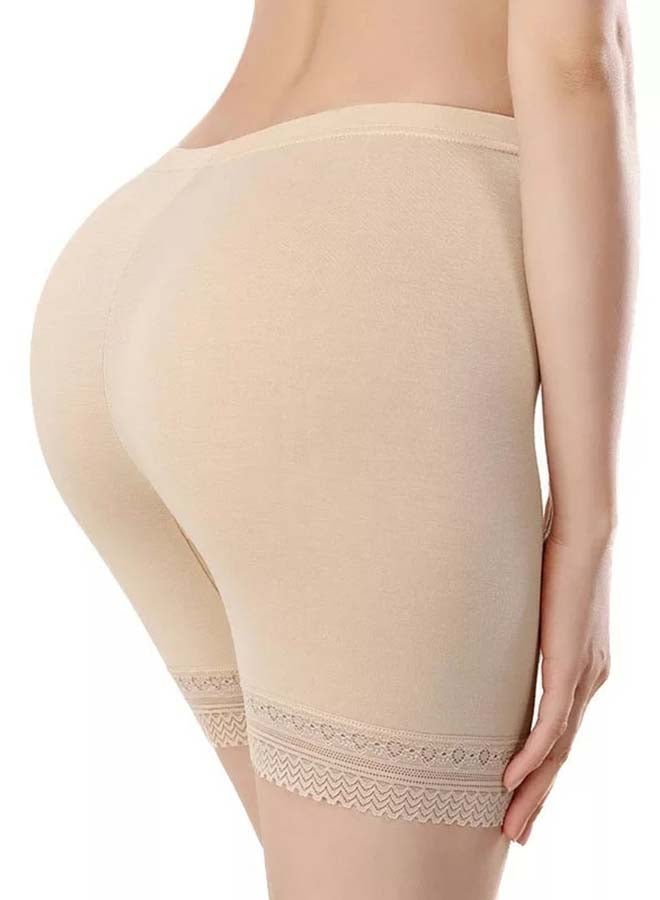 Glamroot Women's Cotton Lycra Stretchable Lace Cycling Shorts/Under Skirt Shorts Safety Shorts Beige - Image 3