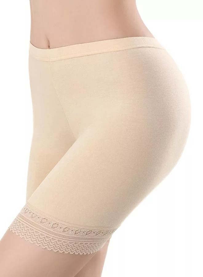 Glamroot Women's Cotton Lycra Stretchable Lace Cycling Shorts/Under Skirt Shorts Safety Shorts Beige - Image 4