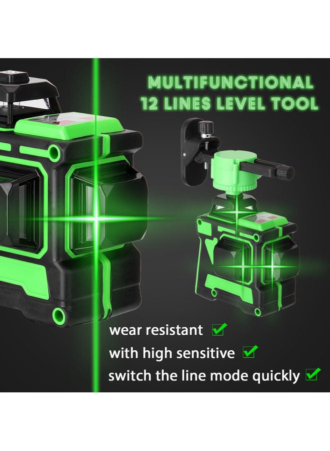 Multifunctional 12 Lines Laser Level Tool Black/Green - Image 3