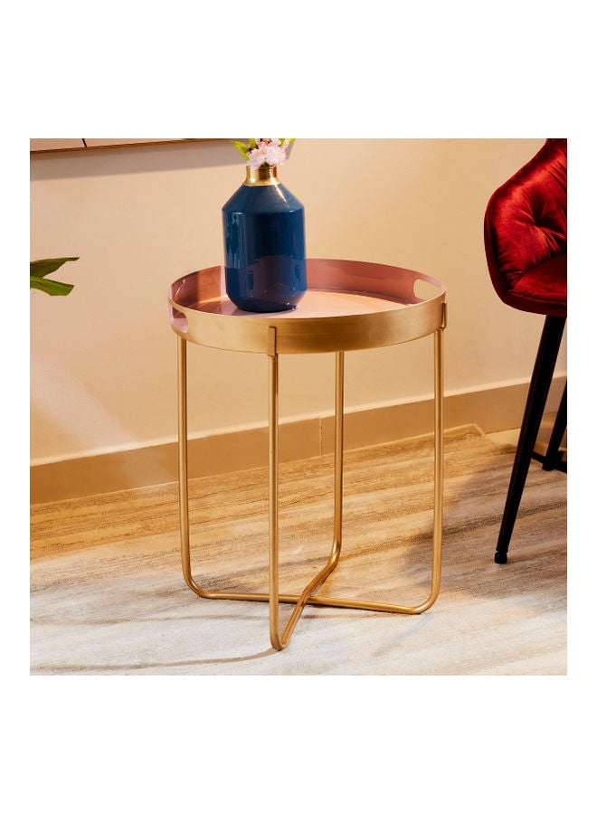 هوم بوكس طاولة جانبيّة مستديرة من هاج ذهبي 40.5x40.5x50سم - Image 1