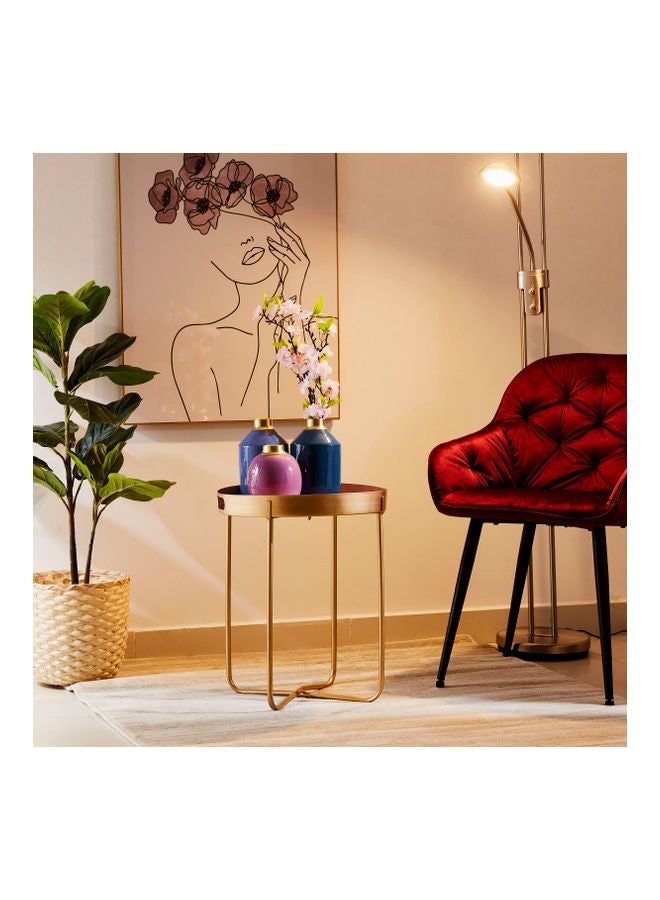 هوم بوكس طاولة جانبيّة مستديرة من هاج ذهبي 40.5x40.5x50سم - Image 4