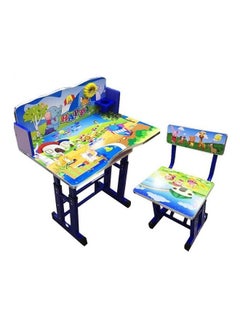 Education Study Table And Chair With Clock Attached Multicolour 70x40x45cm