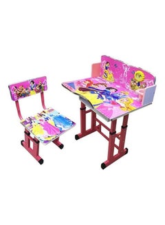 Education Study Table And Chair With Attached Clock Multicolour 70x40x45cm