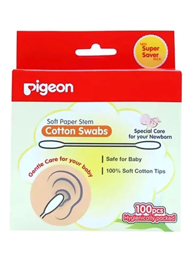 pigeon 100-Piece Soft Paper Stem Cotton Swabs