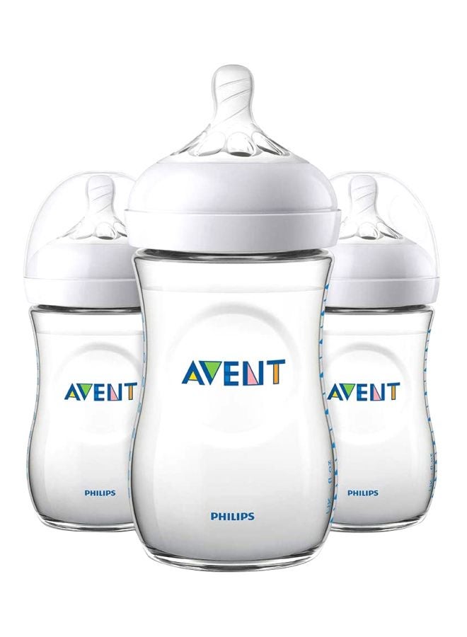 مجموعة زجاجات رضاعة طبيعية للأطفال خالية من مادة BPA مع حلمة من 3 قطع، 9 أوقية/ 260 مل- شفاف - Image 1