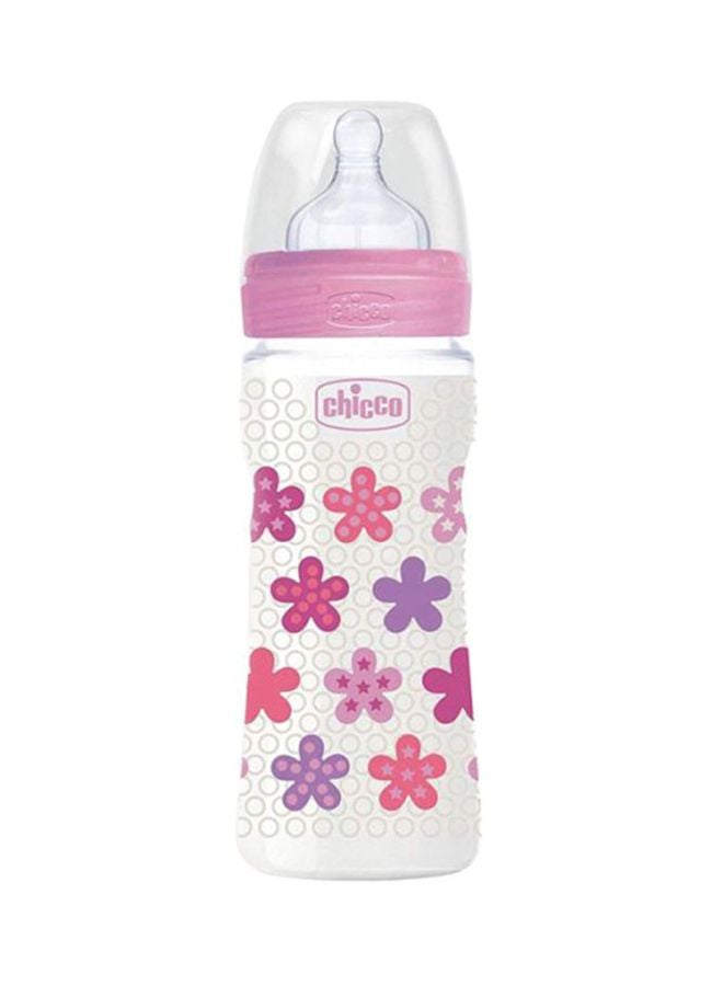 Chicco Well-Being Feeding Bottle With Silicone Pacifier, 330ml - Image 1