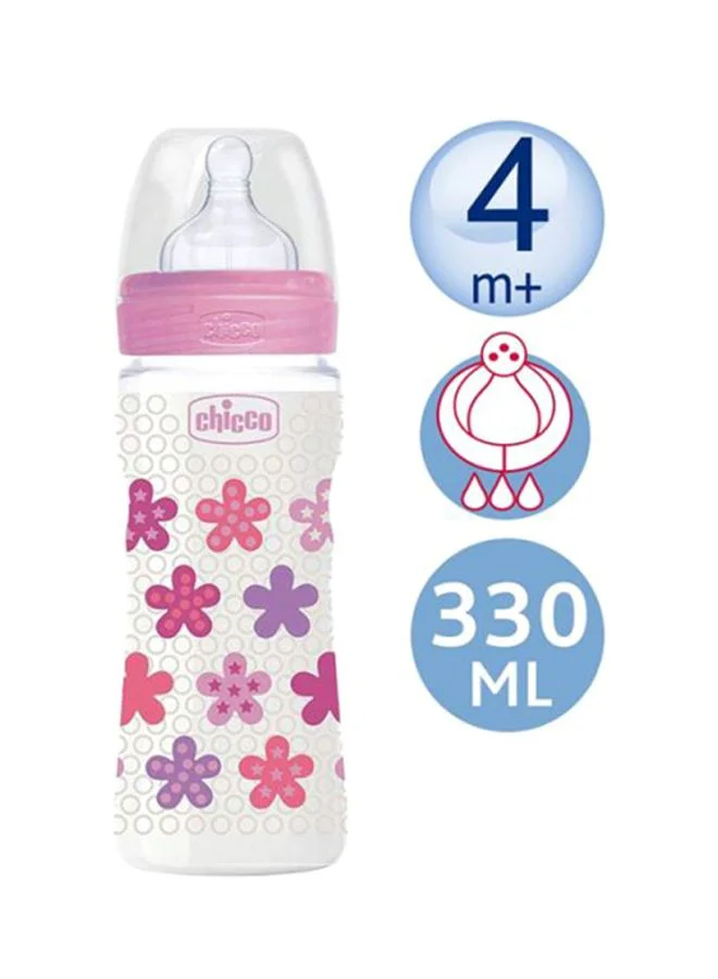 Chicco Well-Being Feeding Bottle With Silicone Pacifier, 330ml