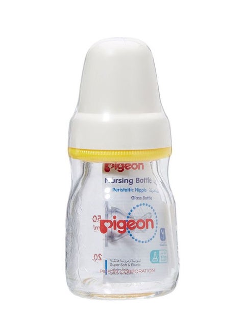 Peristaltic Glass Feeding Bottle, 50 mL - Clear/White/Yellow