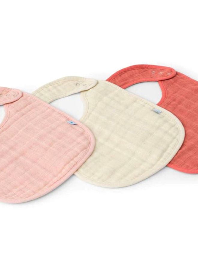 little unicorn 3 Pack Cotton Muslin Classic Bib Set Rose Petal  - Image 3