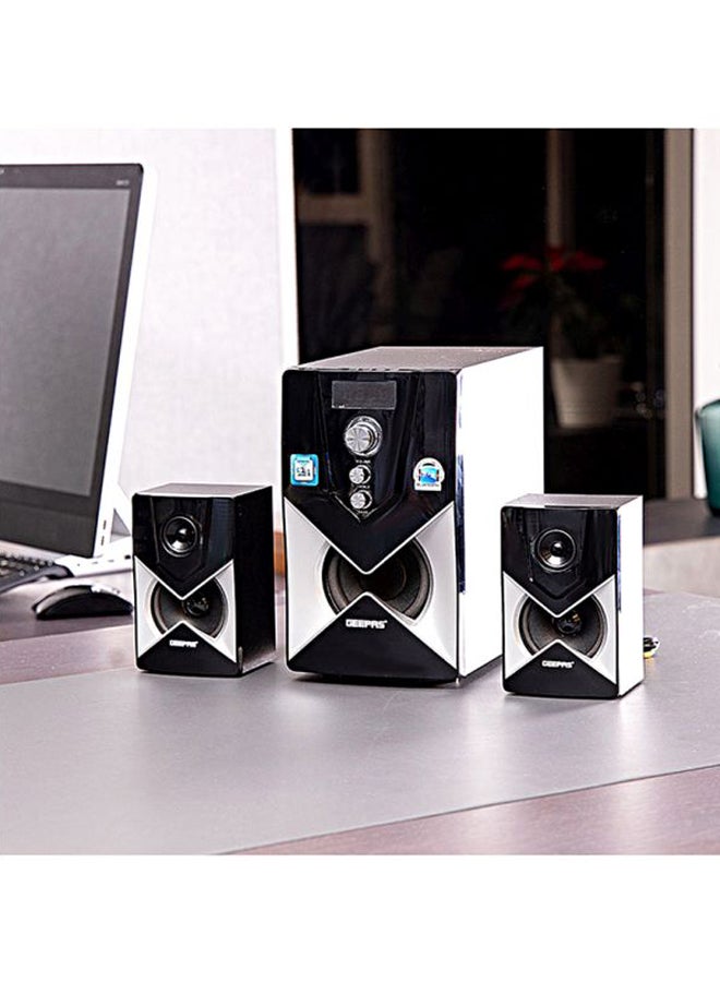 GEEPAS - 2.1-Channel Multimedia Speaker System With Remote Control & Panel Control, Bluetooth/ USB /FM & SD Card  20000W PMPO, GMS8515 Black GMS8515 Black - Image 1