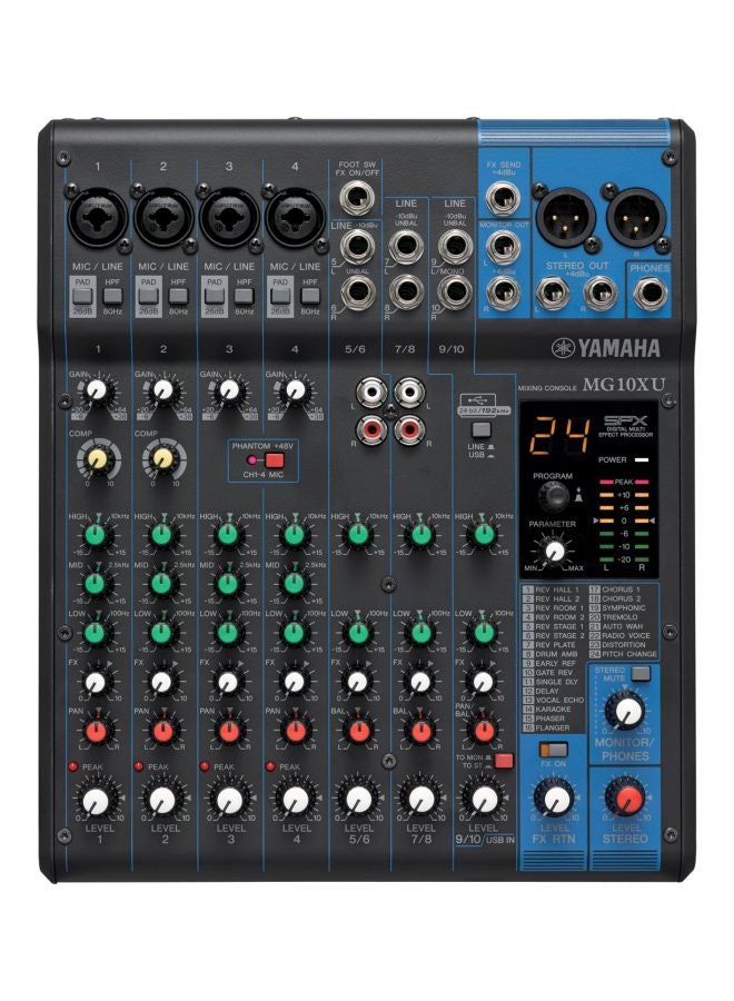 ياماها جهاز مزج صوت DJ ب10 قنوات من سلسلة MG MG10XU الأسود / الأزرق - Image 1