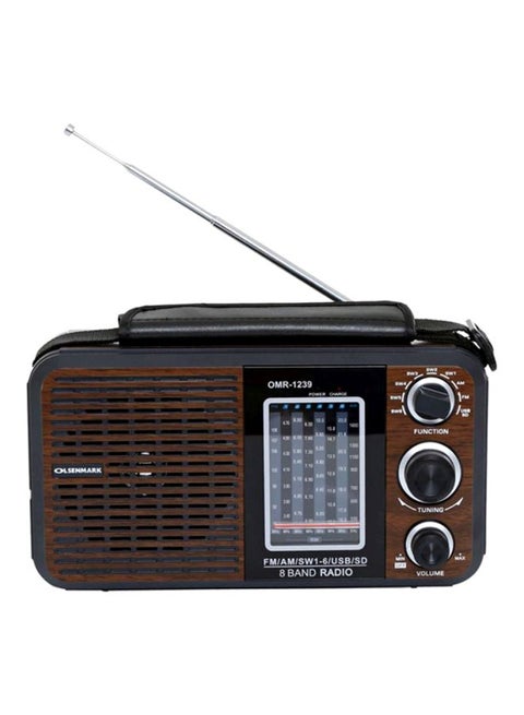 Rechargeable Radio With USB OMR1239 Brown/Black