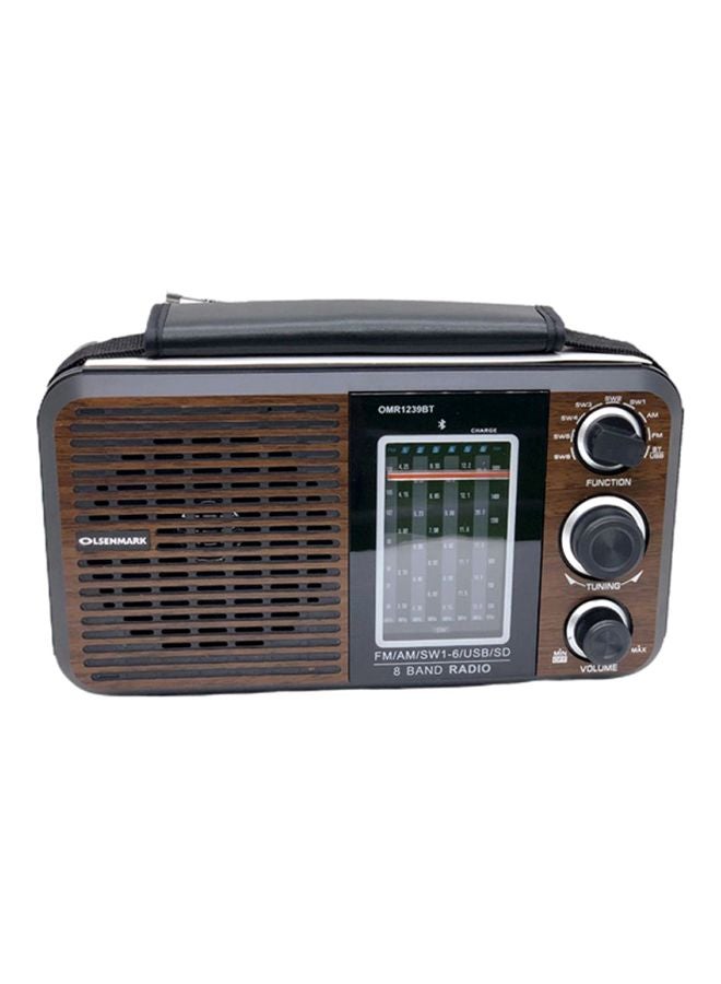 Olsenmark FM/AM USB  8 Band Radio OMR-1239BT Brown/Black  - Image 1