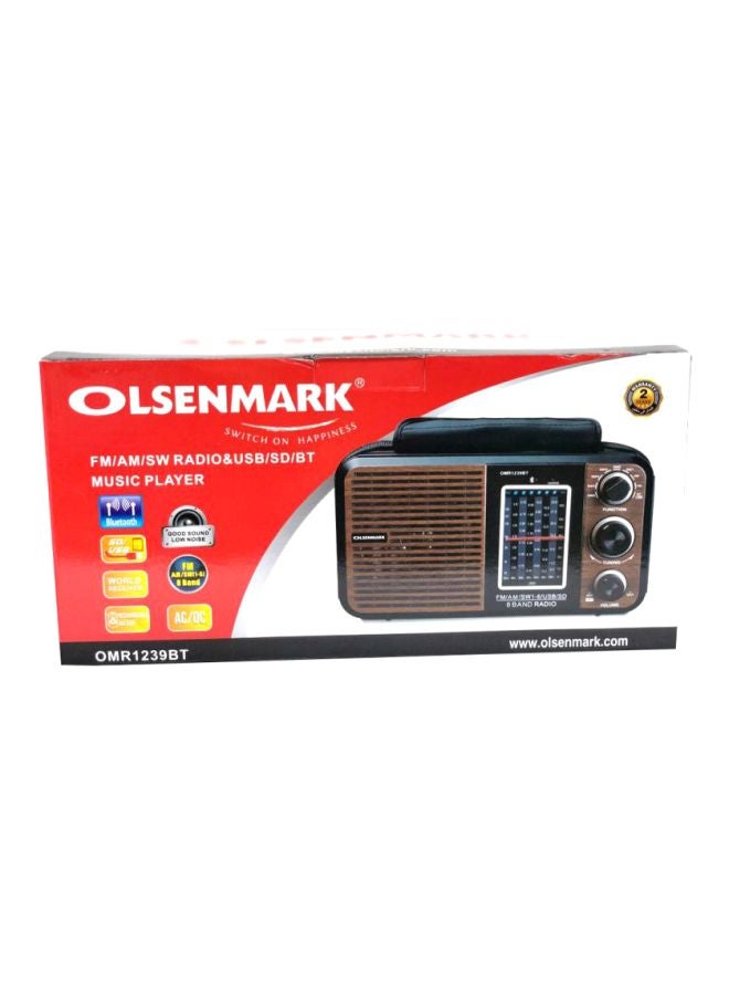 Olsenmark FM/AM USB  8 Band Radio OMR-1239BT Brown/Black  - Image 2