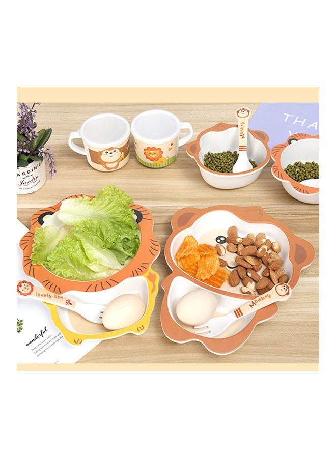 TD HOME 5-Piece Cute Cartoon Monkey Designed Bamboo Fiber Tableware Set - Image 3