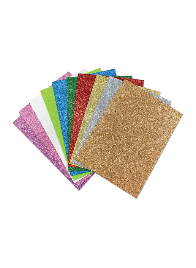 LEENO 10-Piece EVA Glitter Sheets A4 Multicolour  - Image 1