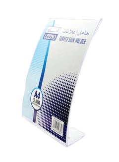 LEENO A4 Vertical Orientation Curved Sign Holder Clear  - Image 1