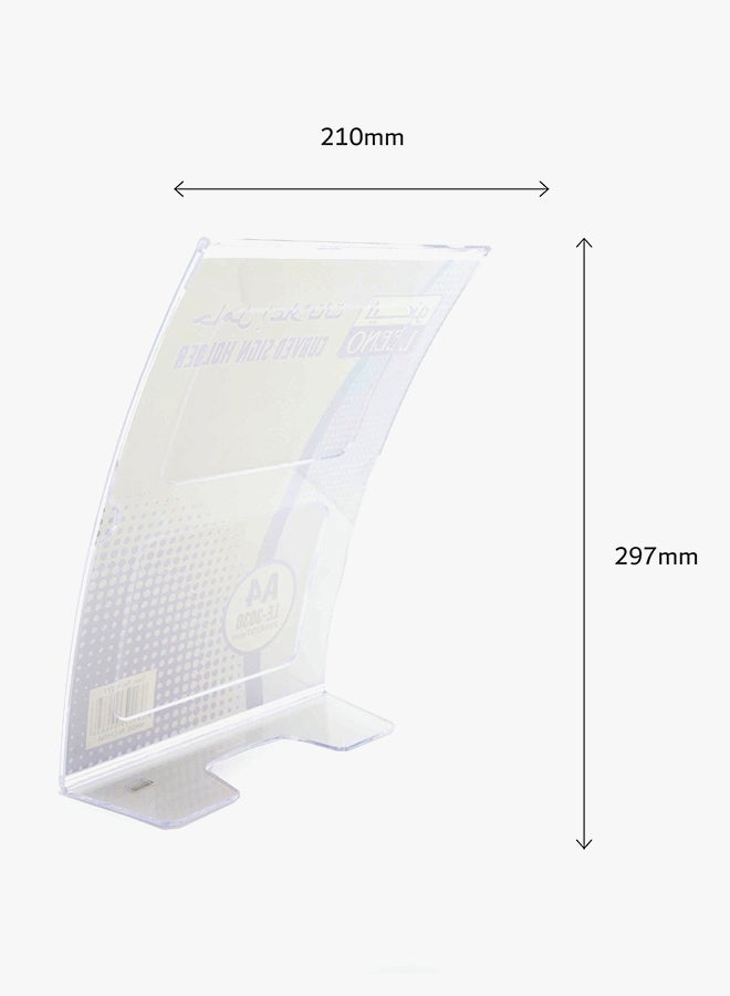 LEENO - A4 Vertical Orientation Curved Sign Holder Clear - Image 1