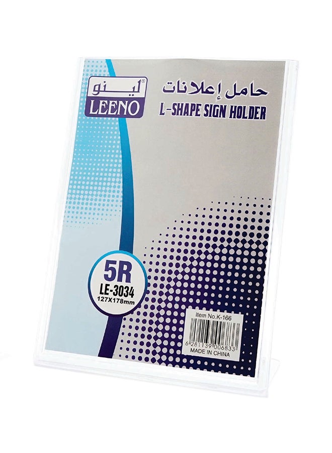 LEENO 5R Vertical Orientation Sign Holder Clear - Image 1