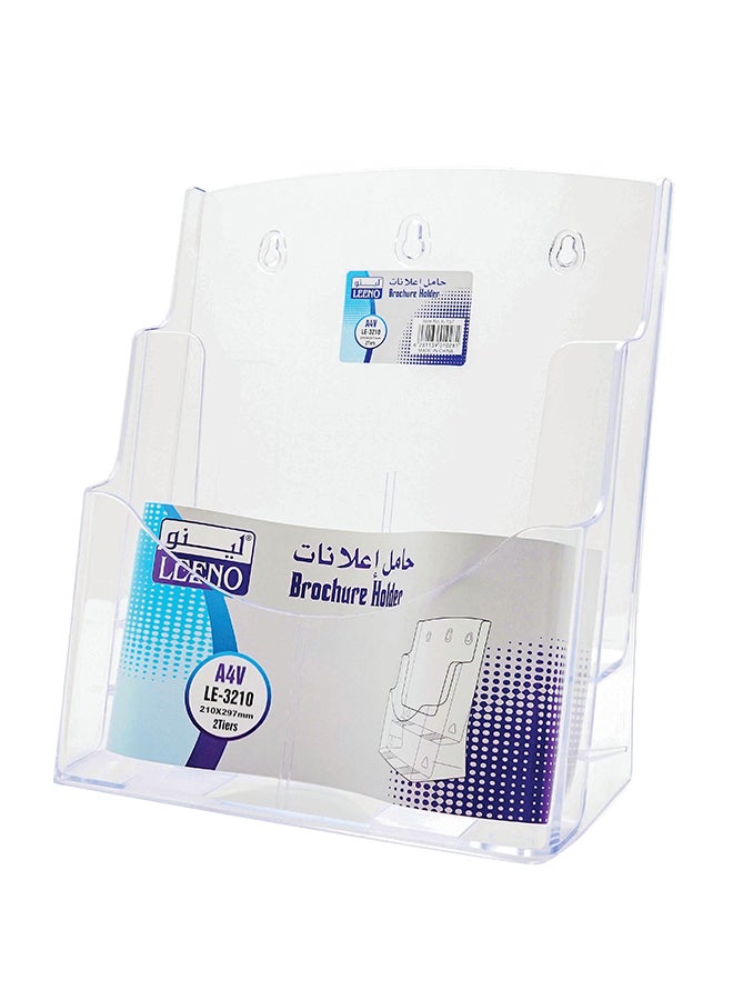 LEENO 2-Tier A4 Brochure Holder Clear - Image 1