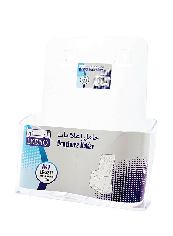 LEENO 1-Tier A4 Brochure Holder Clear - Image 1